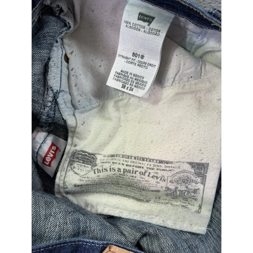 Levis 501XX Jeans Mens 36x32* Blue Straight Classic Medium Wash Denim Button Fly